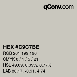 Color code: HEX #C9C7BE | qconv.com