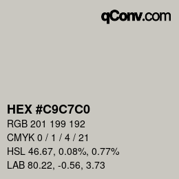 Color code: HEX #C9C7C0 | qconv.com