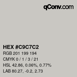 カラーコード: HEX #C9C7C2 | qconv.com
