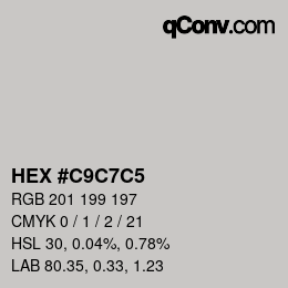 カラーコード: HEX #C9C7C5 | qconv.com