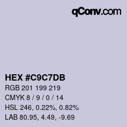 Color code: HEX #C9C7DB | qconv.com