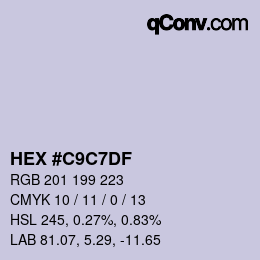 Color code: HEX #C9C7DF | qconv.com