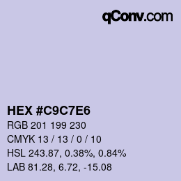 Code couleur: HEX #C9C7E6 | qconv.com