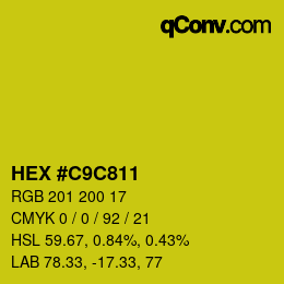 カラーコード: HEX #C9C811 | qconv.com