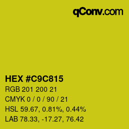 カラーコード: HEX #C9C815 | qconv.com