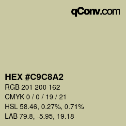 カラーコード: HEX #C9C8A2 | qconv.com