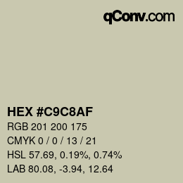 カラーコード: HEX #C9C8AF | qconv.com