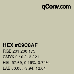 カラーコード: HEX #C9C8AF | qconv.com