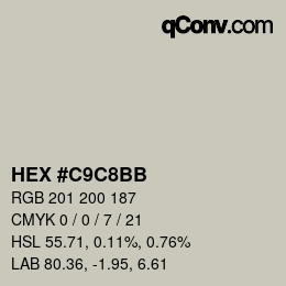 Color code: HEX #C9C8BB | qconv.com