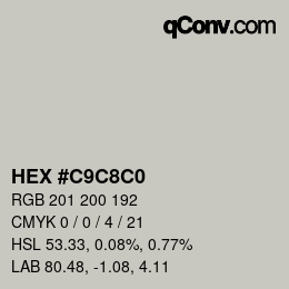 カラーコード: HEX #C9C8C0 | qconv.com