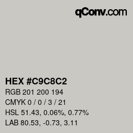 Color code: HEX #C9C8C2 | qconv.com