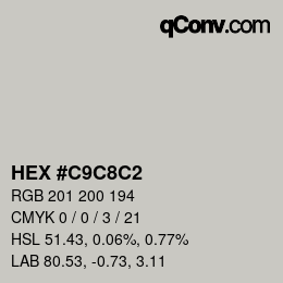 Color code: HEX #C9C8C2 | qconv.com