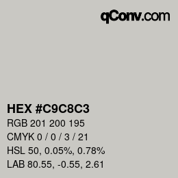 Color code: HEX #C9C8C3 | qconv.com