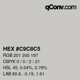 カラーコード: HEX #C9C8C5 | qconv.com