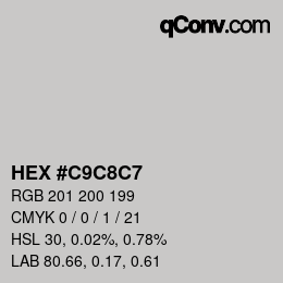 Farbcode: HEX #C9C8C7 | qconv.com