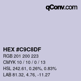 Color code: HEX #C9C8DF | qconv.com