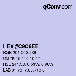 Color code: HEX #C9C8EE | qconv.com