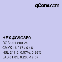 カラーコード: HEX #C9C8F0 | qconv.com