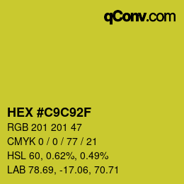 カラーコード: HEX #C9C92F | qconv.com