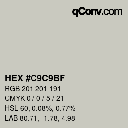カラーコード: HEX #C9C9BF | qconv.com