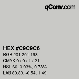 Farbcode: HEX #C9C9C6 | qconv.com