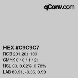 Color code: HEX #C9C9C7 | qconv.com