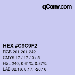 Color code: HEX #C9C9F2 | qconv.com