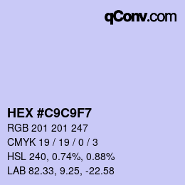 Color code: HEX #C9C9F7 | qconv.com