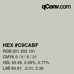 Color code: HEX #C9CABF | qconv.com