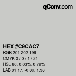 カラーコード: HEX #C9CAC7 | qconv.com