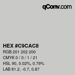 Color code: HEX #C9CAC8 | qconv.com