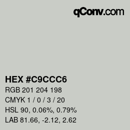 Color code: HEX #C9CCC6 | qconv.com