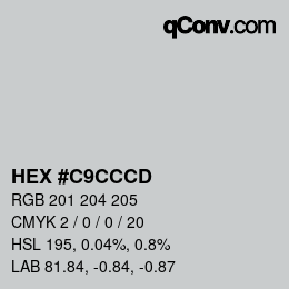 カラーコード: HEX #C9CCCD | qconv.com