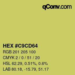 Code couleur: HEX #C9CD64 | qconv.com