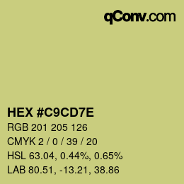 Color code: HEX #C9CD7E | qconv.com