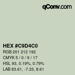 颜色代码: HEX #C9D4C0 | qconv.com