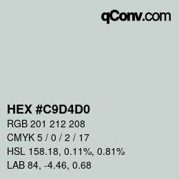 颜色代码: HEX #C9D4D0 | qconv.com