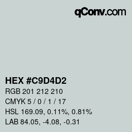 Color code: HEX #C9D4D2 | qconv.com