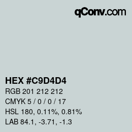 颜色代码: HEX #C9D4D4 | qconv.com