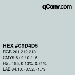 颜色代码: HEX #C9D4D5 | qconv.com