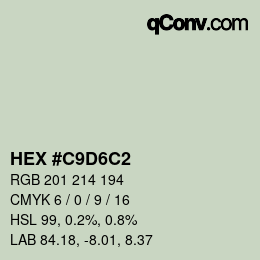 颜色代码: HEX #C9D6C2 | qconv.com