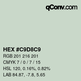 Color code: HEX #C9D8C9 | qconv.com