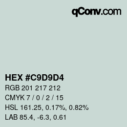 Código de color: HEX #C9D9D4 | qconv.com