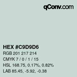 Color code: HEX #C9D9D6 | qconv.com