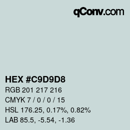 Código de color: HEX #C9D9D8 | qconv.com
