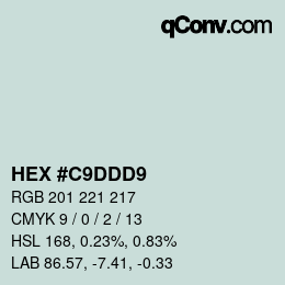 カラーコード: HEX #C9DDD9 | qconv.com