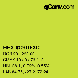 カラーコード: HEX #C9DF3C | qconv.com