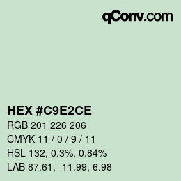 カラーコード: HEX #C9E2CE | qconv.com