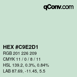 カラーコード: HEX #C9E2D1 | qconv.com