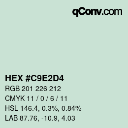 カラーコード: HEX #C9E2D4 | qconv.com